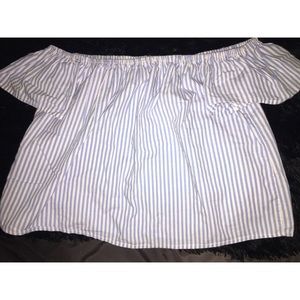Off the shoulder striped shirt